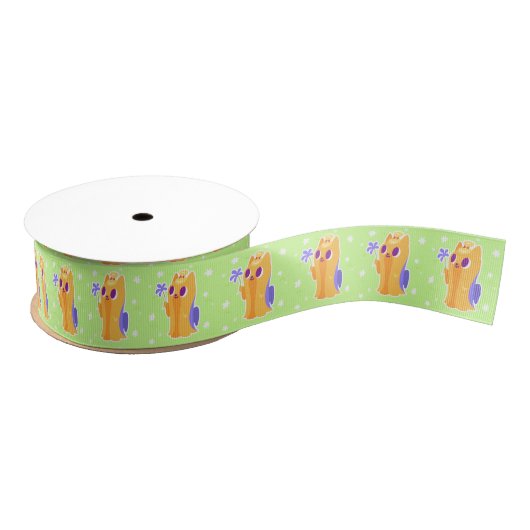 "Een bloem voor jou", lange adem Kawaii Yorkie Grosgrain Lint (Spoel)