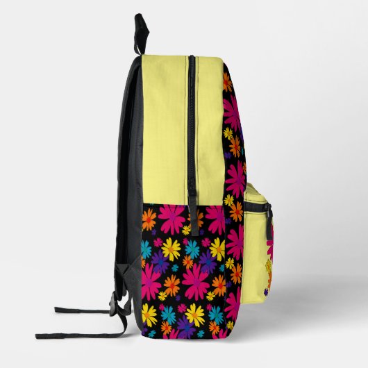 Een bloembed van melkbloemen bedrukte rugzak (Links)