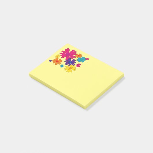 Een bloembed van melkbloemen post-it® notes (Schuin)