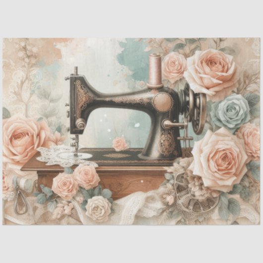 Een Bloemen Naaimachine Serie Ontwerp #3 Tissuepapier (Voorkant)