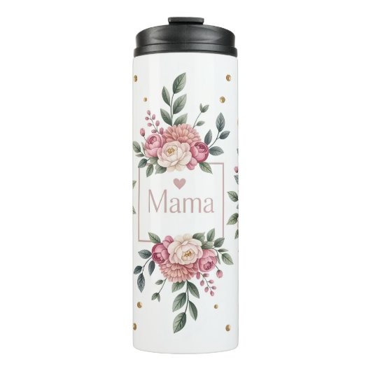 Een bloemenmama met roze rozen thermosbeker (Voorkant)