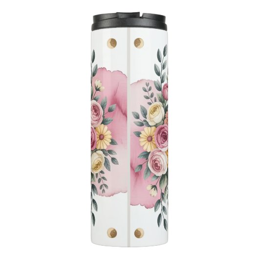 Een bloemenmama met roze rozen thermosbeker (Achterkant)