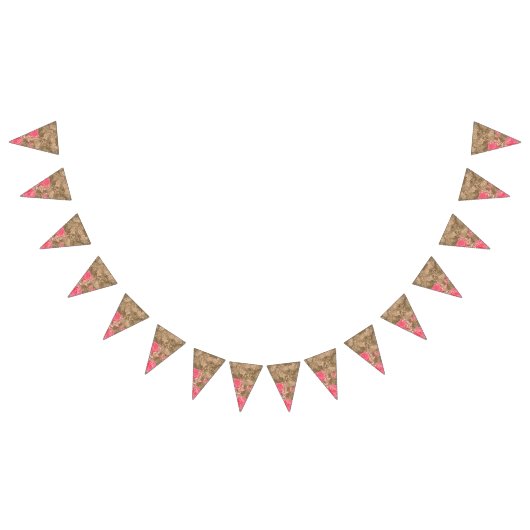 Een bloemig ontwerp met levendige roze pioenen op vlaggetjes (Alle)