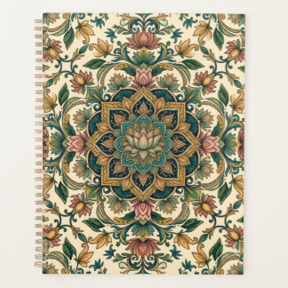 Een bloemmotief mandala patroon planner