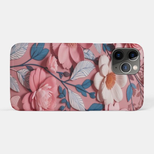 Een bloemmotief met een roze achtergrond Case-Mate iPhone case (Achterkant (horizontaal))