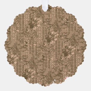 Een  bloemmotief met ingewikkeld bruin desi ornament kaart