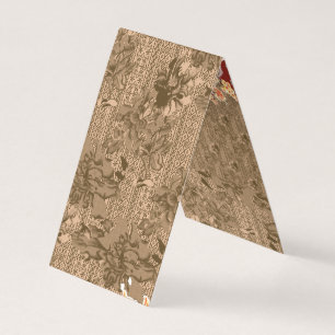 Een  bloemmotief met ingewikkeld bruin desi visitekaartjes