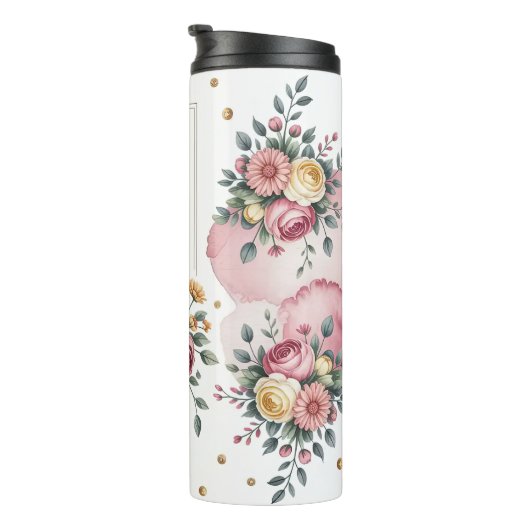 Een Bloemrijke Mama Groet met Rozen Thermosbeker (Geroteerd rechts)