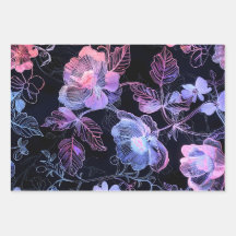 Een bloemstructuur van neonbroderie