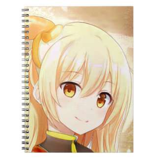 Een blond meisje glimlachen met amberkleurige ogen notitieboek
