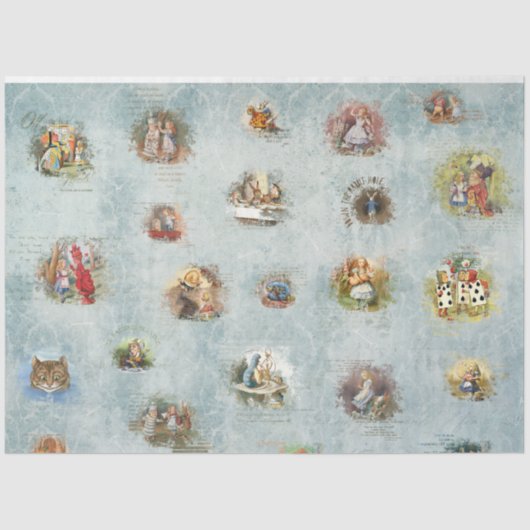 Een Blue Alice in Wonderland Series Design 2 Tissuepapier (Voorkant)