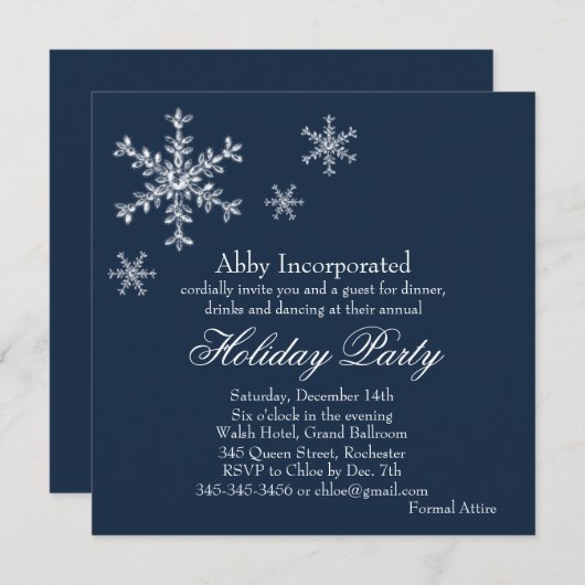 Een Blue Glamoureuze Vakantie Uitnodiging (corp) (Voorkant / Achterkant)