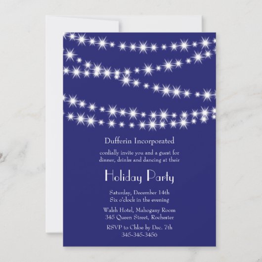 Een Blue Holiday Twinkle Lights Uitnodiging (indig (Voorkant)