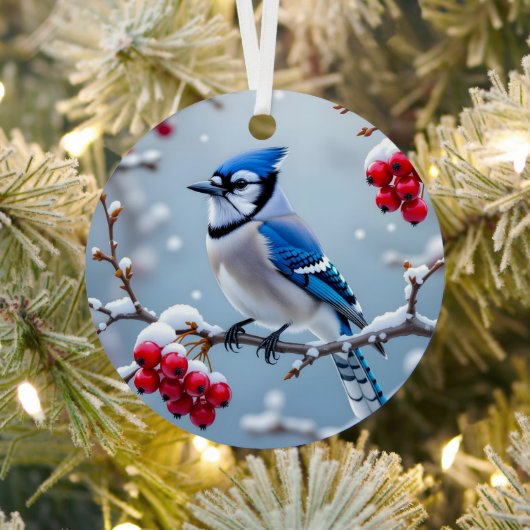 Een  Blue Jay | Gepersonaliseerde kerst Metalen Ornament (Insitu)