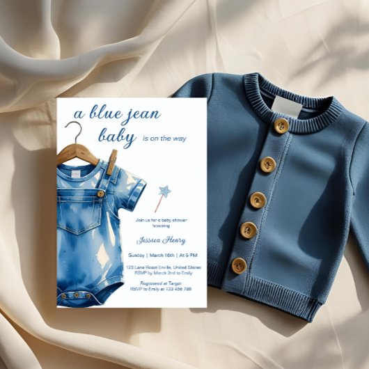 Een Blue Jean Baby Denim Baby shower Kaart