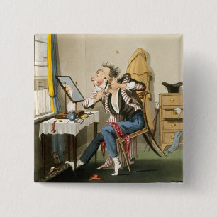Een bluntse razor, pub. door Hunt, 1827 (gekleurd  Vierkante Button 5,1 Cm