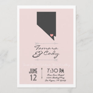 Een Blush Las Vegas, Nevada Wedding Invitation Kaart