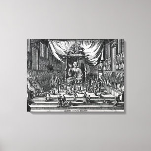 Een boeddhistische tempel, een illustratie canvas afdruk