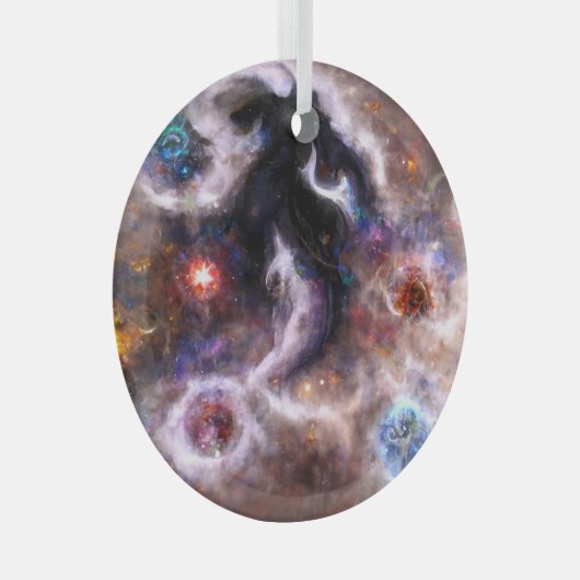Een boeiende Abstracte galactische nevel Glas Ornament (Voorkant Rechts)