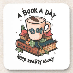 Een boek per dag houdt de realiteit op afstand bier onderzetter