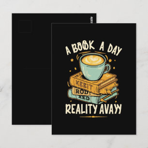 Een boek per dag houdt de realiteit op afstand briefkaart