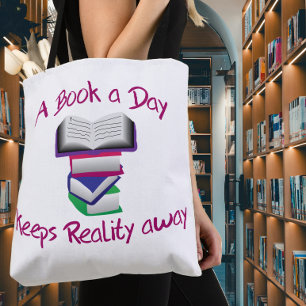 Een boek per dag houdt de realiteit op afstand draagtas