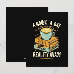 Een boek per dag houdt de realiteit weg feestdagenkaart