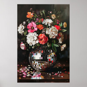 Een boeket bloemen in een Disco Ball Vase Poster
