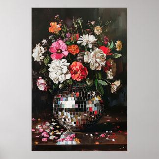 Een boeket bloemen in een Disco Ball Vase  Poster