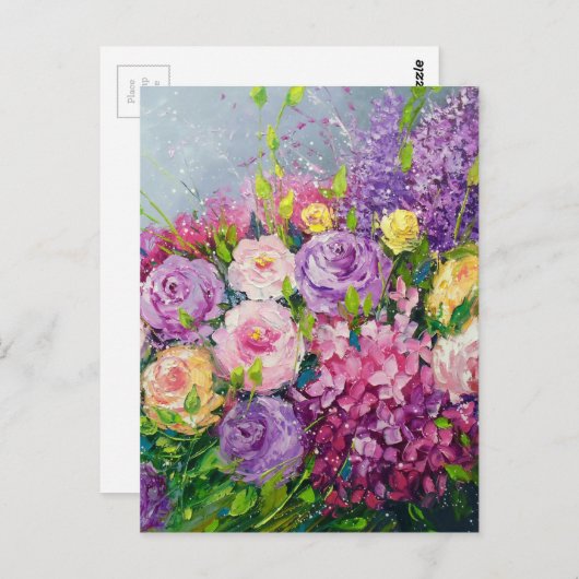 Een boeket rozen voor haar briefkaart (Voorkant / Achterkant)