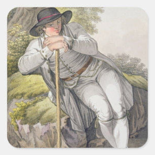 Een boer van de Tesino-vallei in Tirol, uit een ku Vierkante Sticker