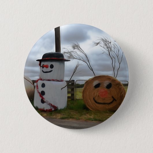 Een boerderij kerst badge ronde button 5,7 cm (Voorkant)