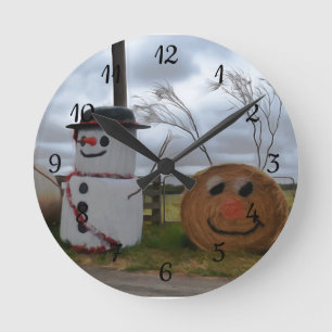 Een boerderij kerstklok ronde klok