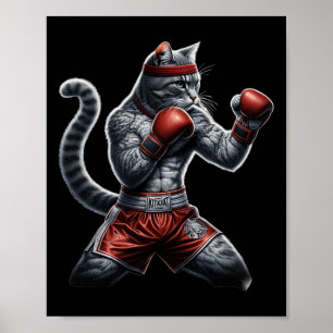 Een bokskat als je kat harder slaat dan jij poster