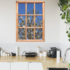 Een Boom in Uitzicht Springtime van een Venster Poster