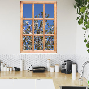 Een Boom in Uitzicht Springtime van een Venster Poster