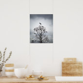 Een boom waarin veel kraaien rusten poster (Keuken)