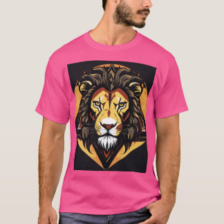 Een boos gezicht van een leeuw in een driehoekig s t-shirt