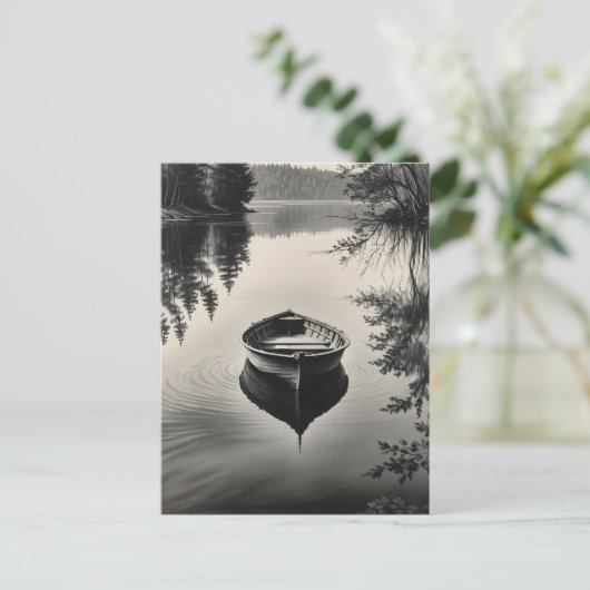 Een boot in de rivier briefkaart (Staand voorkant)