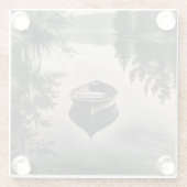 Een boot in de rivier glazen onderzetter (Achterkant)