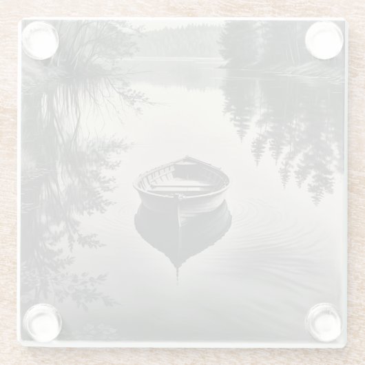 Een boot in de rivier glazen onderzetter (Achterkant)