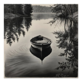 Een boot in de rivier perfect poster