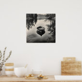 Een boot in de rivier poster (Keuken)