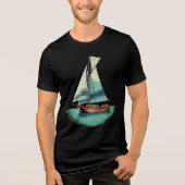 EEN BOOT IN DE ZWARTE ZEE Tri-Blend SHIRT (Voorkant)