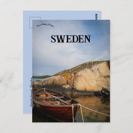 Een boot in Knödestrand Zweden Briefkaart (Voorkant / Achterkant)
