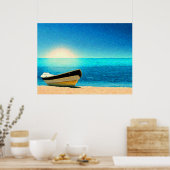 Een boot onder de zon poster (Keuken)