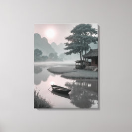 Een boot op het water canvas afdruk