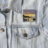 Een boot slepen, Honfleur Vierkante Button 5,1 Cm (In situ)