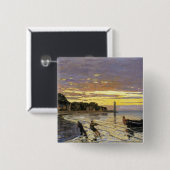 Een boot slepen, Honfleur Vierkante Button 5,1 Cm (Voorkant /achterkant)