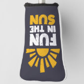 Een bord dat plezier op de zon zegt golfheadcover (Draai 90)